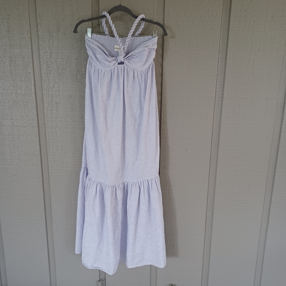 Mara Hoffman Basilia Coverup Dress Size M Women Beach Cotton Linen Tie Neck - Picture 2 of 13